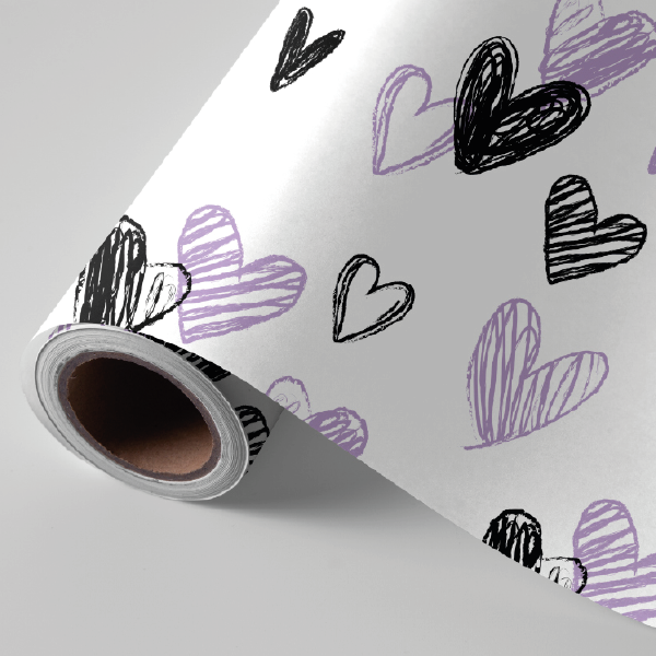 Papel todo año corazones lilas