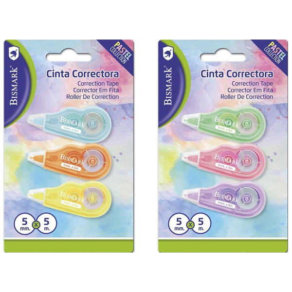 Cinta correctora Bismark mini pastel blister 3 u.