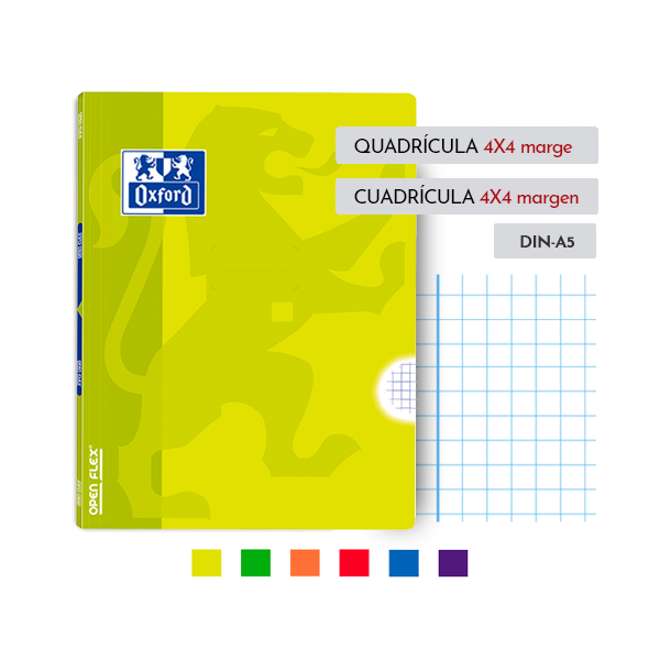 Libreta grapada Oxford Openflex DIN A-5 48 h. Cuadricula 4x4