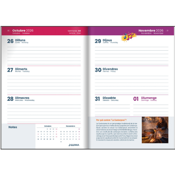 Agenda escolar personalizada musical