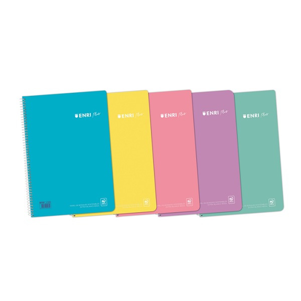 Cuaderno espiral ENRI+ tapa polipropileno folio Pastel