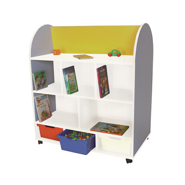 MUEBLE EXPOS. LIBROS BLANCO OVAL. 2 CARAS