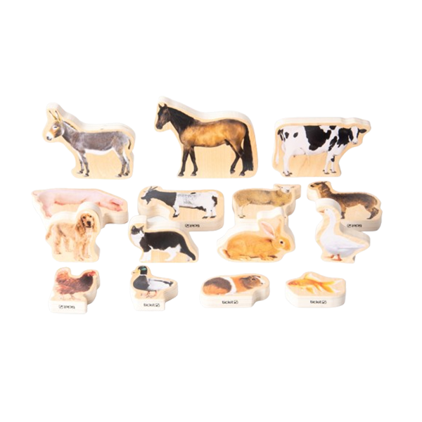 Lot 15 blocs de fusta animals domèstics