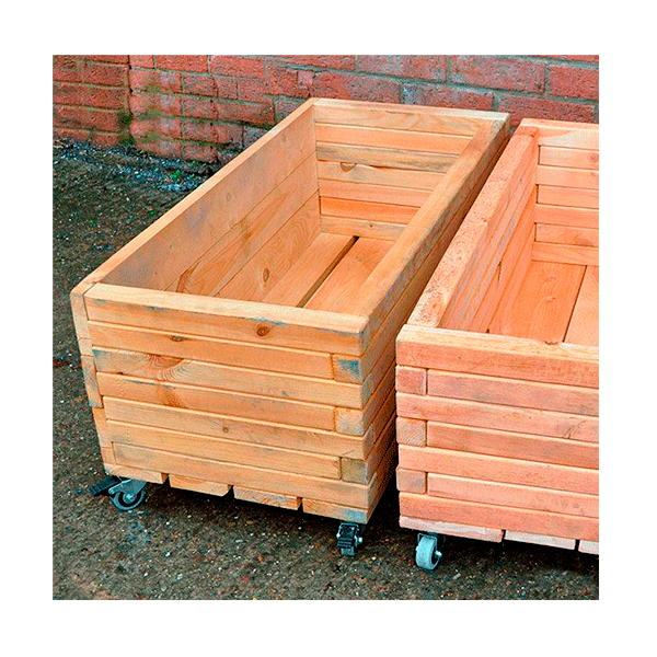 Kit de 2 jardineras rectangulares con ruedas