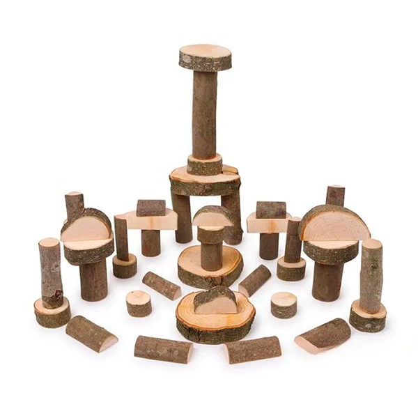 Bloques construcción madera natural 50 u