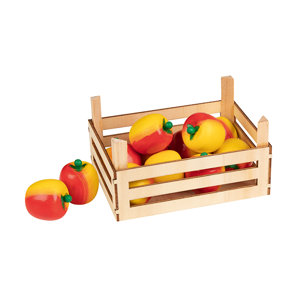 Manzanas en caja de madera